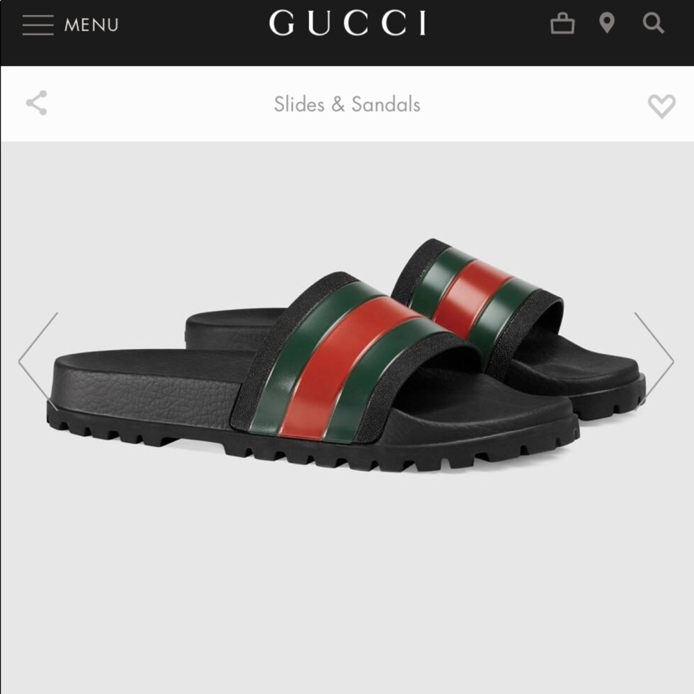 BRAND NEW! Gucci Web Slide Rubber Sandal